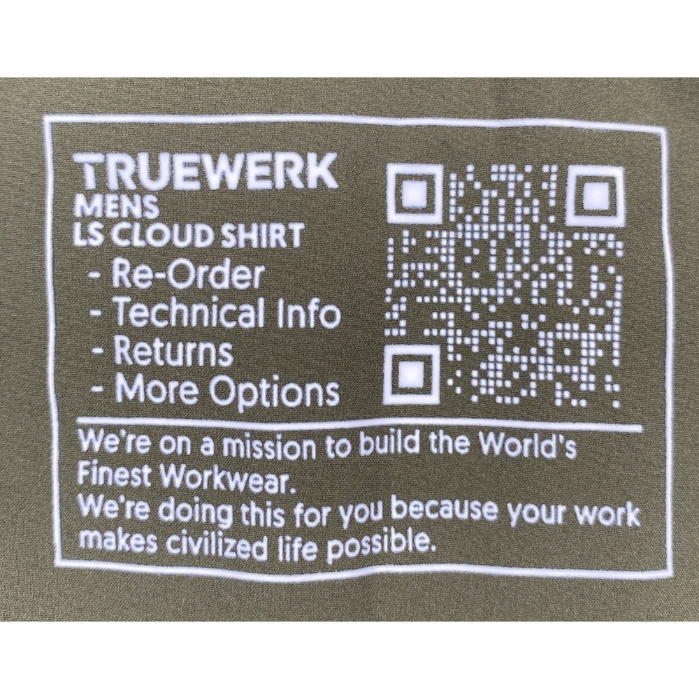Truewerk Cloud Shirt Long Sleeve Green Snap Buttons Lightweight Men's X Length - Picture 6 of 7
